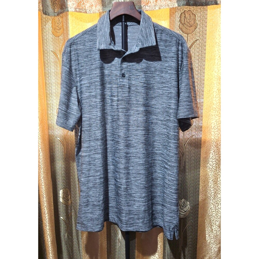 George Mens Polo Shirt Large Gray Space Dye Performance Short Sleeve Golf Gym L
